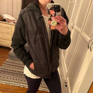 American Eagle Outfitters black trucker jacket